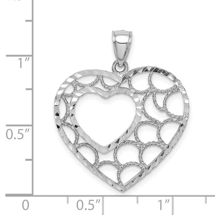 Goldia Necklaces 14k White Gold Diamondcut Heart Pendant
