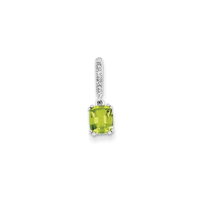Goldia Necklaces 14k White Gold Real Diamond and Peridot Pendant