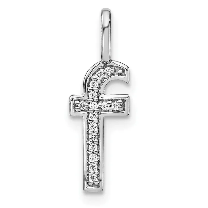 Goldia Necklaces 14K White Gold Real Diamond Lower Case Letter F Initial Pendant
