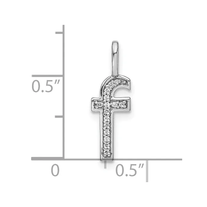 Goldia Necklaces 14K White Gold Real Diamond Lower Case Letter F Initial Pendant