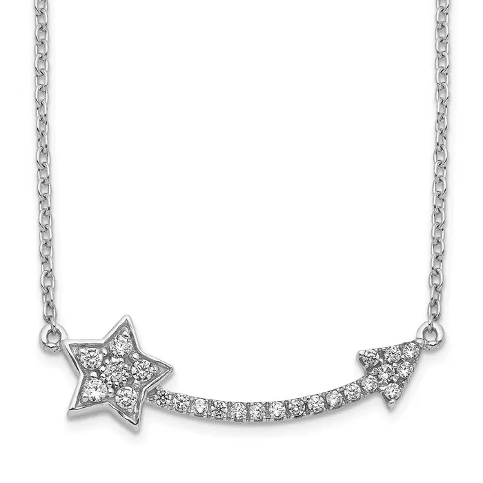 Goldia Necklaces 14k White Gold Real Diamond Star and Arrow Pendant Necklace