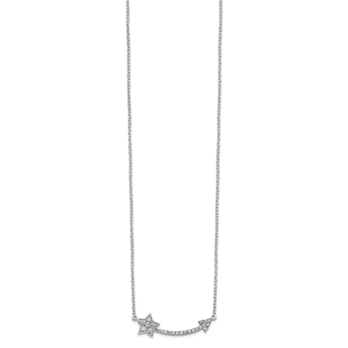 Goldia Necklaces 14k White Gold Real Diamond Star and Arrow Pendant Necklace
