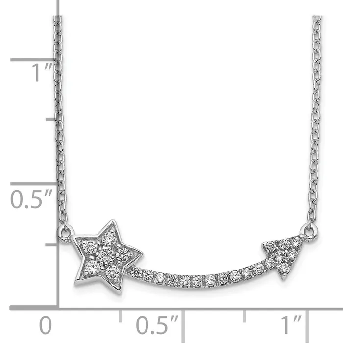 Goldia Necklaces 14k White Gold Real Diamond Star and Arrow Pendant Necklace