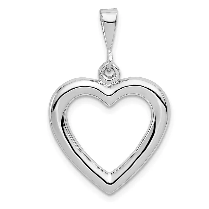Goldia Necklaces 14k White Gold Solid Polished Heart Pendant
