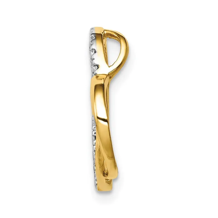 Goldia Necklaces 14K Yellow Gold 01ct Real Diamond Double Heart Chain Slide