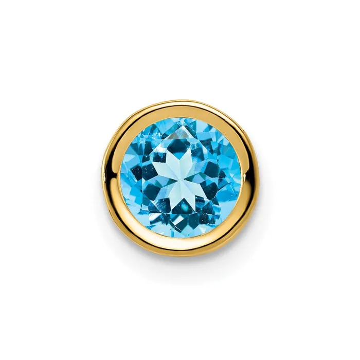Goldia Necklaces 14K Yellow Gold 6mm Blue Topaz Checker bezel pendant