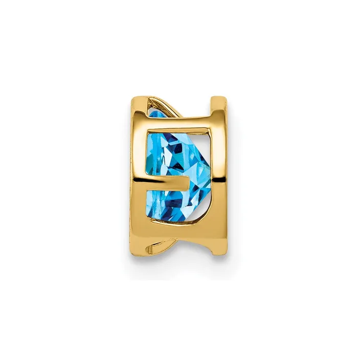 Goldia Necklaces 14K Yellow Gold 6mm Blue Topaz Checker bezel pendant