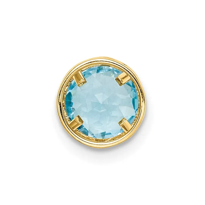 Goldia Necklaces 14K Yellow Gold 6mm Blue Topaz Checker bezel pendant