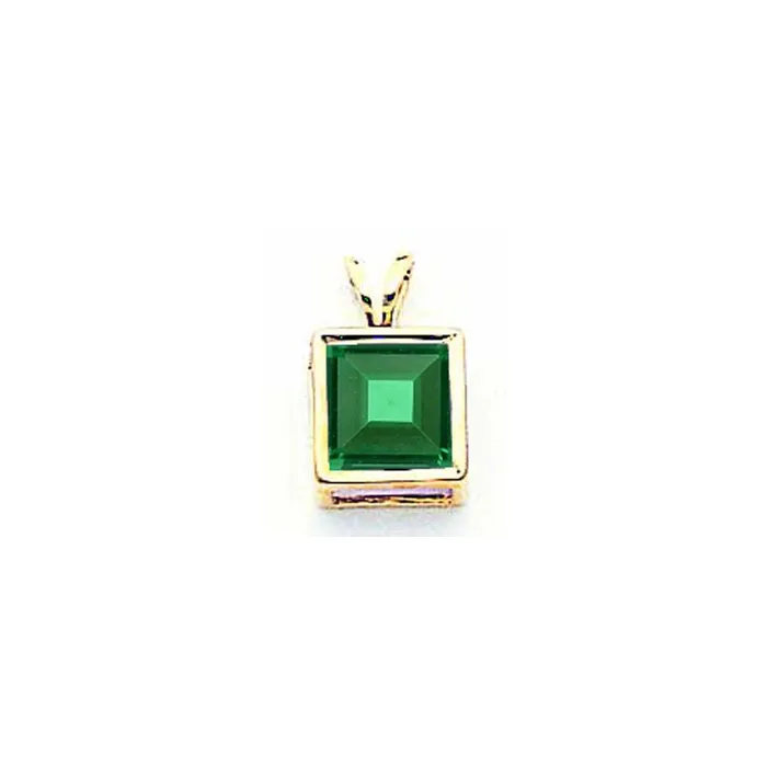 Goldia Necklaces 14K Yellow Gold 7mm Princess Cut Mount St Helens bezel pendant