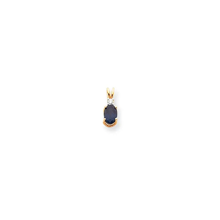 Goldia Necklaces 14K Yellow Gold 7x5mm Oval Sapphire A Real Diamond pendant