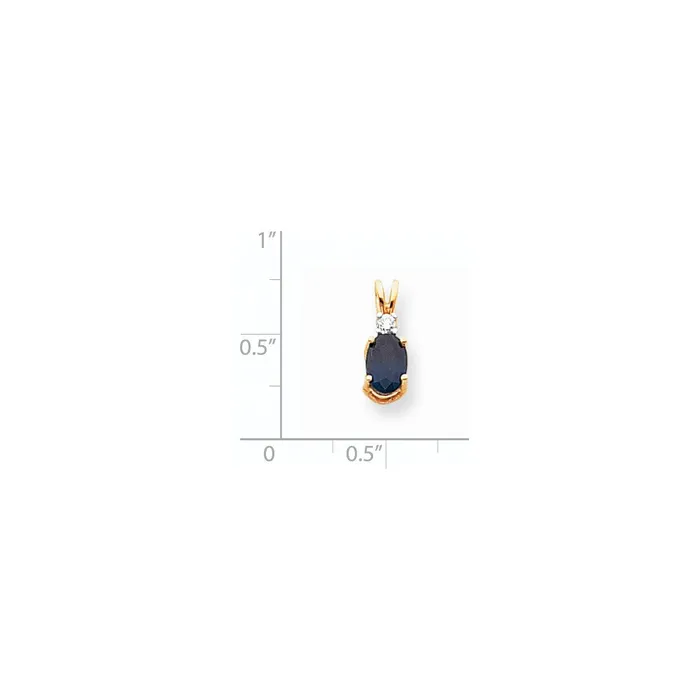 Goldia Necklaces 14K Yellow Gold 7x5mm Oval Sapphire A Real Diamond pendant