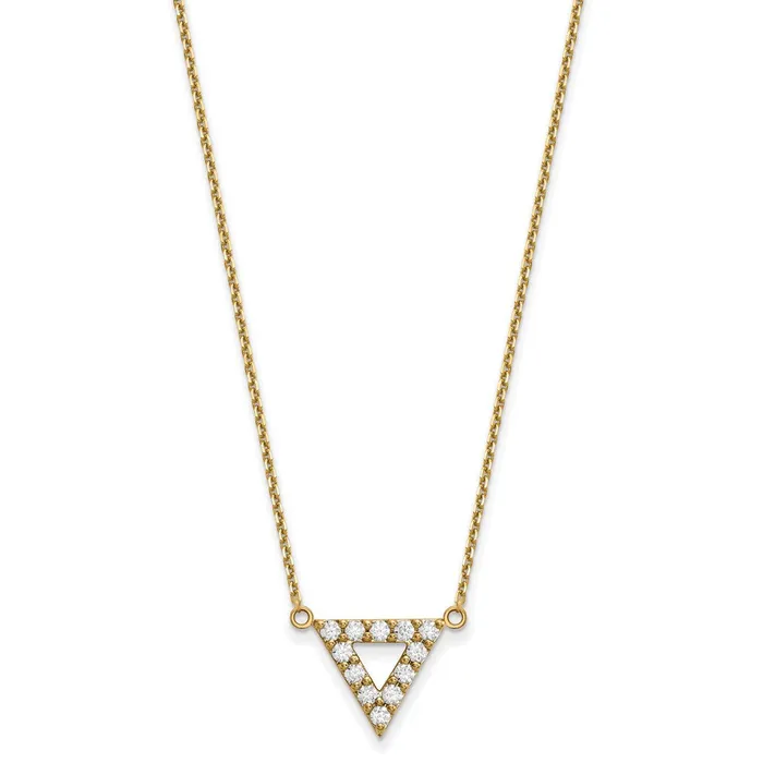 Goldia Necklaces 14K Yellow Gold AAA Quality Real Diamond 13mm Triangle Necklace