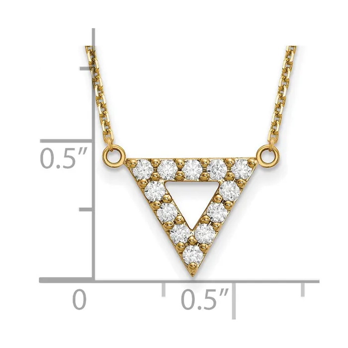 Goldia Necklaces 14K Yellow Gold AAA Quality Real Diamond 13mm Triangle Necklace