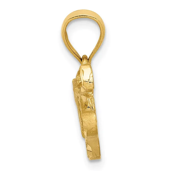 Goldia Necklaces 14k Yellow Gold Satin Diamondcut Acoustic Guitar Pendant