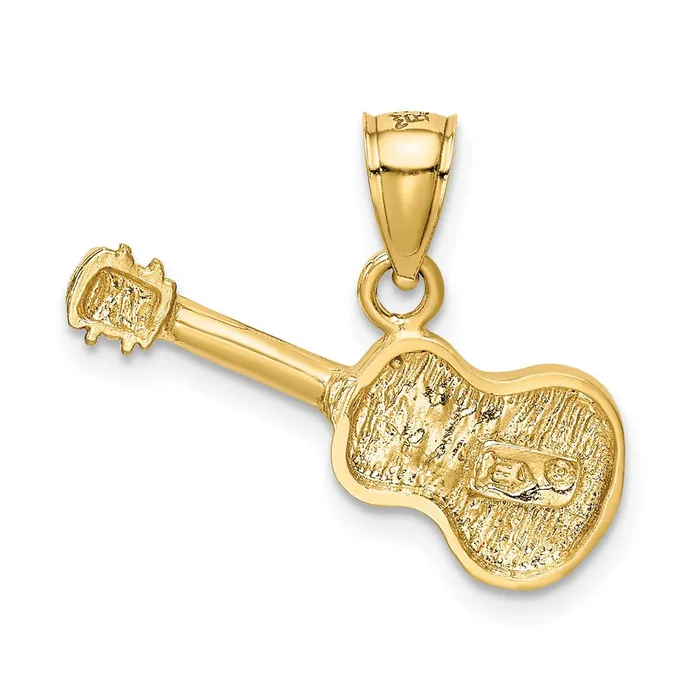 Goldia Necklaces 14k Yellow Gold Satin Diamondcut Acoustic Guitar Pendant