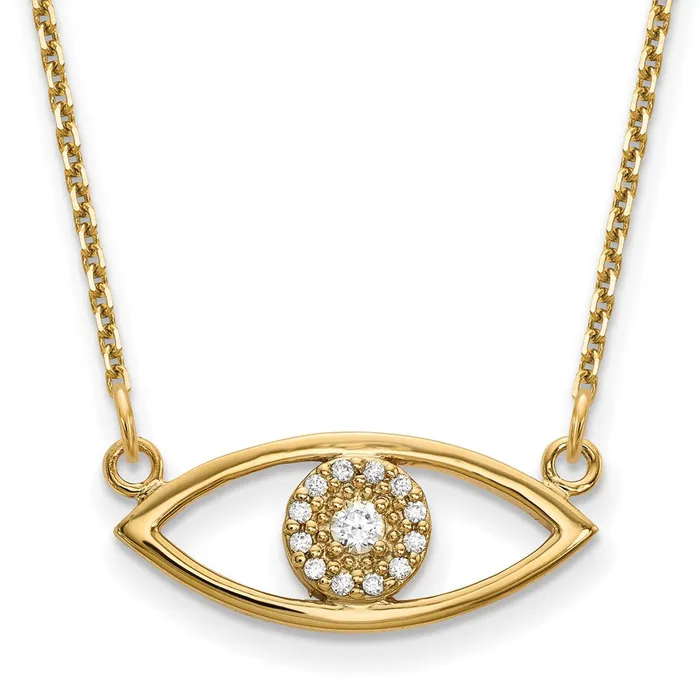 Goldia Necklaces 14K Yellow Gold Small Necklace Real Diamond Evil Eye