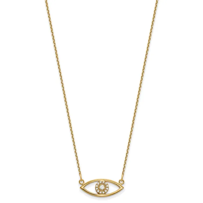 Goldia Necklaces 14K Yellow Gold Small Necklace Real Diamond Evil Eye