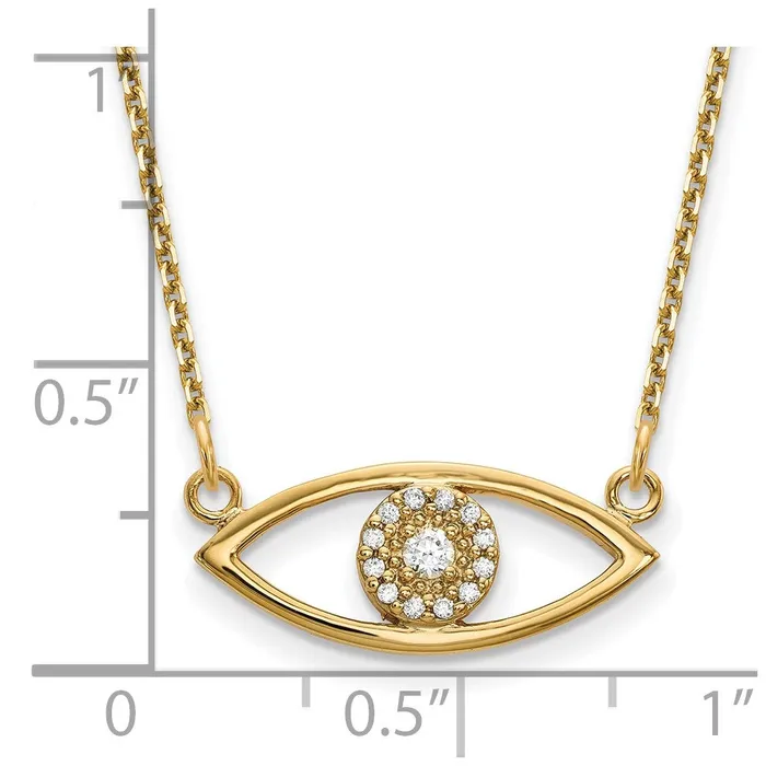 Goldia Necklaces 14K Yellow Gold Small Necklace Real Diamond Evil Eye