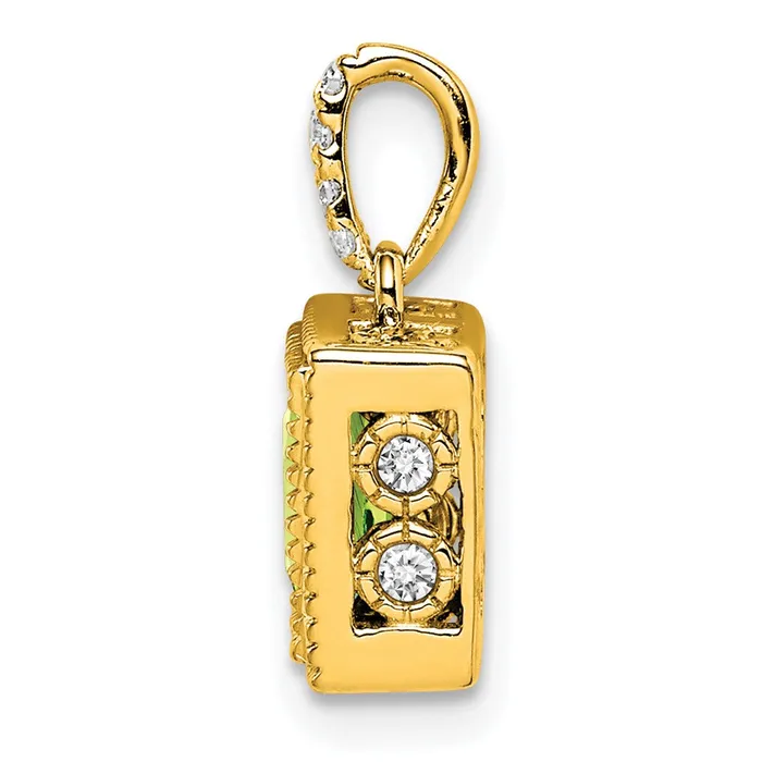 Goldia Necklaces 14K Yellow Gold Square Citrine and Real Diamond Pendant