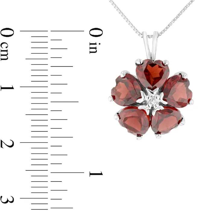 Goldia Necklaces 60mm HeartShaped Garnet and Natural Diamond Accent Flower Pendant in 14K White Gold Goldia Necklaces 60mm HeartShaped Garnet and Natural Diamond Accent Flower Pendant in 14K White Gold