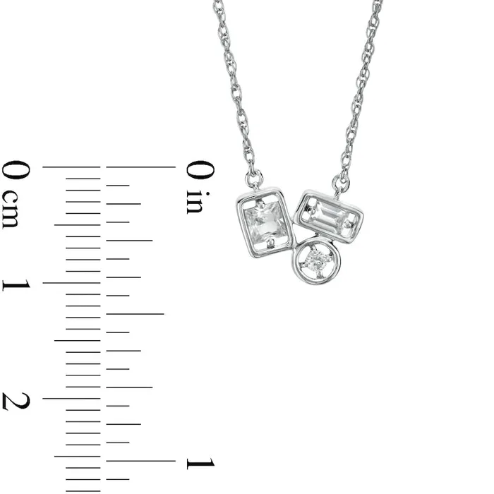 Goldia Necklaces MultiShape White LabCreated Sapphire Trio Cluster Necklace in Sterling Silver Goldia Necklaces MultiShape White LabCreated Sapphire Trio Cluster Necklace in Sterling Silver