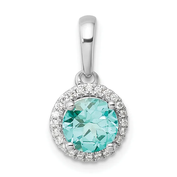 Goldia Necklaces Pure Serenity 14k White Gold 110 Ct Lab Grown Diamond VSSI G and Lab Created Paraiba Halo Pendant