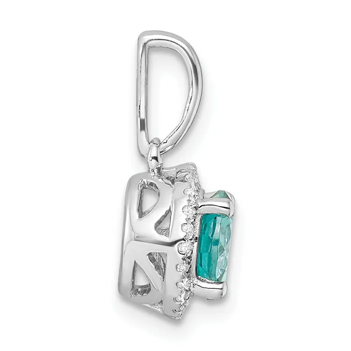 Goldia Necklaces Pure Serenity 14k White Gold 110 Ct Lab Grown Diamond VSSI G and Lab Created Paraiba Halo Pendant
