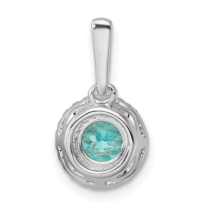Goldia Necklaces Pure Serenity 14k White Gold 110 Ct Lab Grown Diamond VSSI G and Lab Created Paraiba Halo Pendant