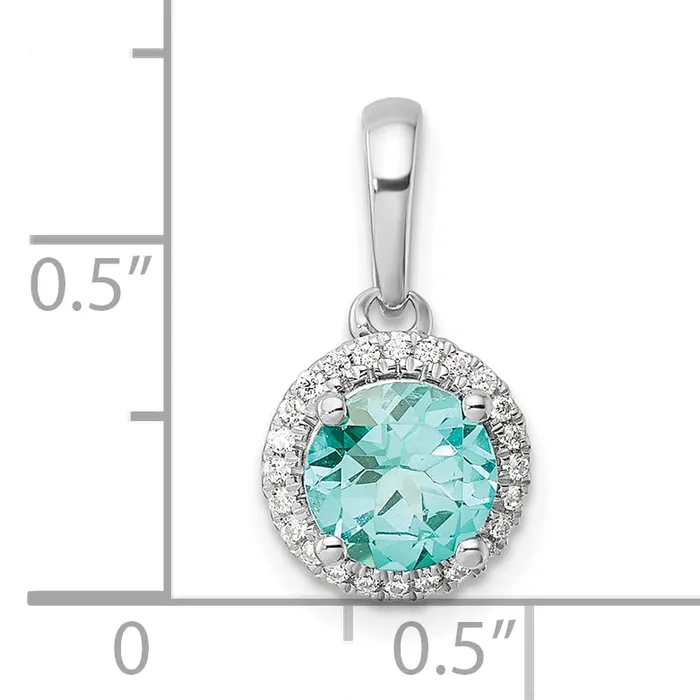 Goldia Necklaces Pure Serenity 14k White Gold 110 Ct Lab Grown Diamond VSSI G and Lab Created Paraiba Halo Pendant