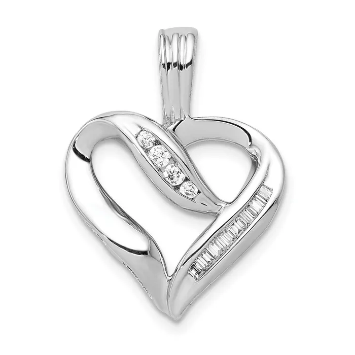 Goldia Necklaces Solid 14k White Gold 18ct Simulated CZ Heart Pendant