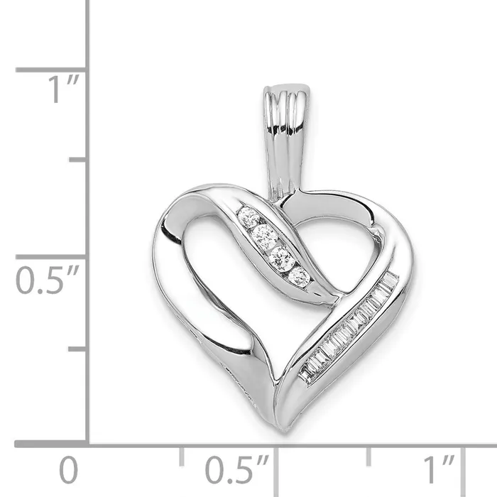 Goldia Necklaces Solid 14k White Gold 18ct Simulated CZ Heart Pendant