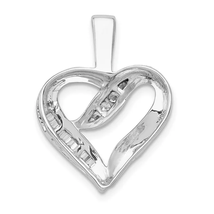 Goldia Necklaces Solid 14k White Gold 18ct Simulated CZ Heart Pendant