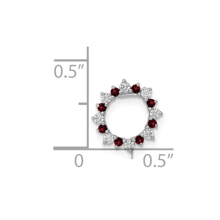Goldia Necklaces Solid 14k White Gold Simulated CZ 08 Garnet Fancy Circle Chain Slide Goldia Necklaces Solid 14k White Gold Simulated CZ 08 Garnet Fancy Circle Chain Slide