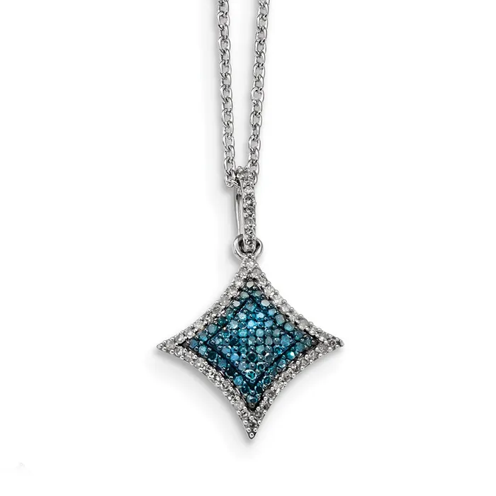 Goldia Necklaces Sterling Silver Blue and White Diamond Pendant