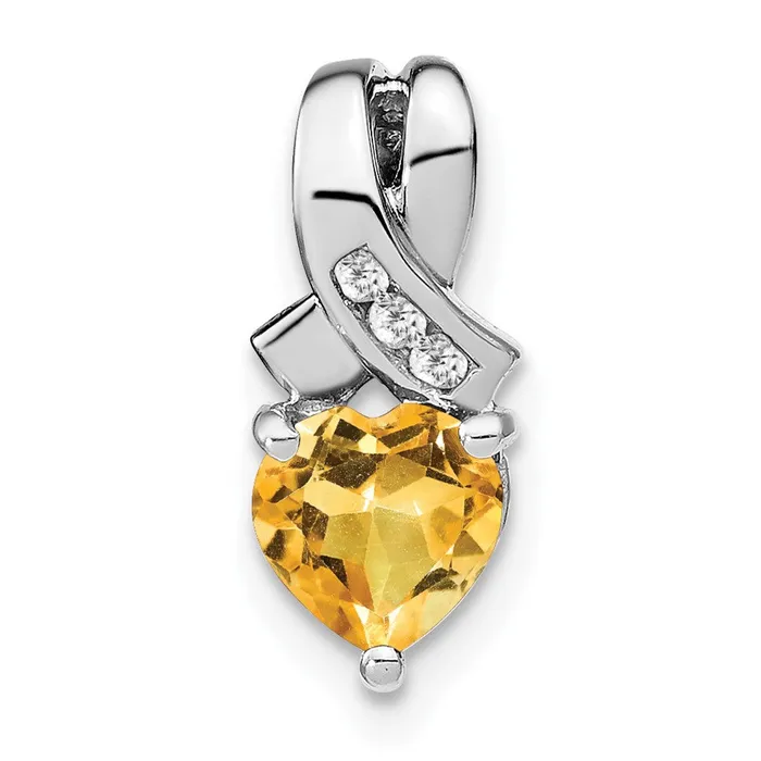 Goldia Necklaces Sterling Silver Citrine and Real Diamond Pendant