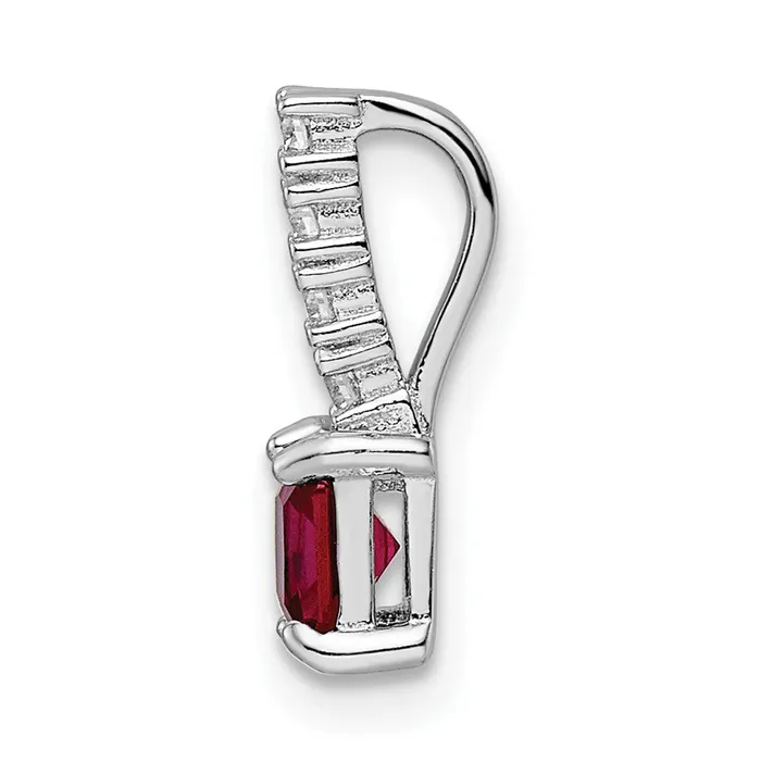 Goldia Necklaces Sterling Silver Rhodiumplated Created Ruby and CZ Square Pendant