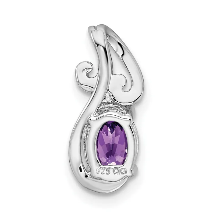 Goldia Necklaces Sterling Silver Rhodium Plated Diamond u0026 Amethyst Oval Pendant