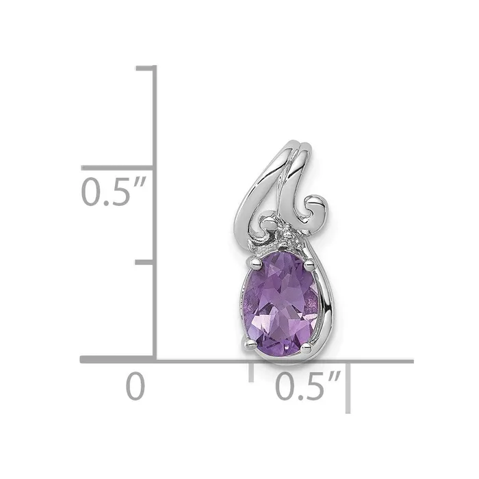 Goldia Necklaces Sterling Silver Rhodium Plated Diamond u0026 Amethyst Oval Pendant