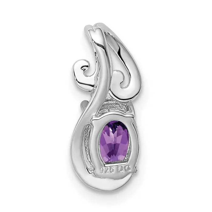 Goldia Necklaces Sterling Silver Rhodium Plated Diamond u0026 Amethyst Oval Pendant