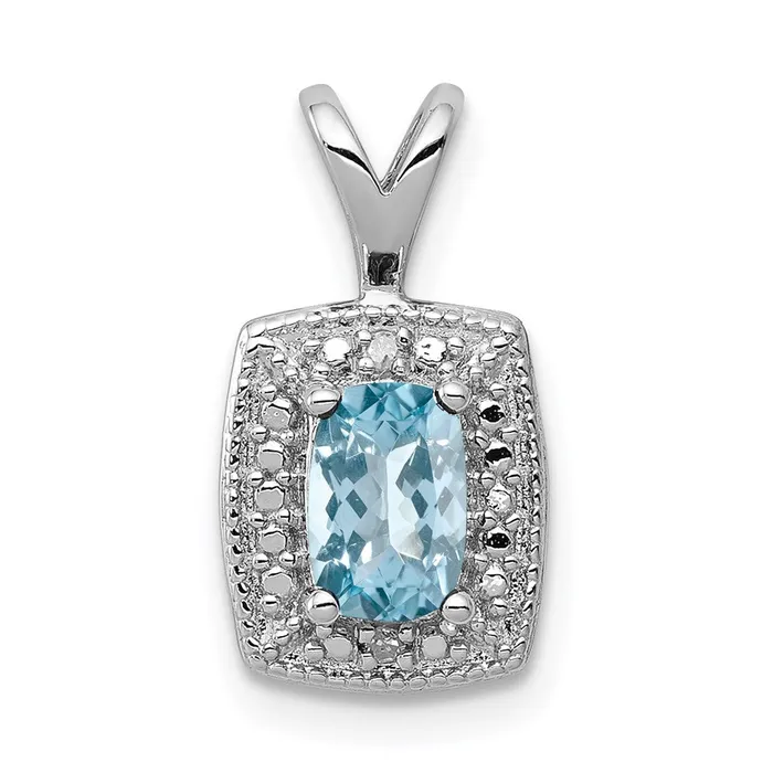 Goldia Necklaces Sterling Silver Rhodiumplated Light Swiss Blue Topaz Diamond Pendant