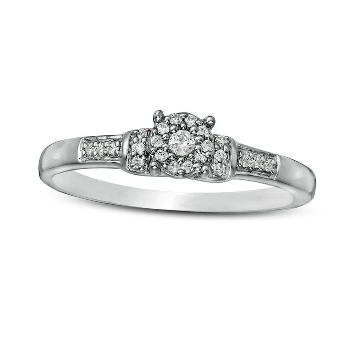 Goldia Rings 010 CT TW Composite Natural Diamond Collar Promise Ring in Solid 10K White Gold