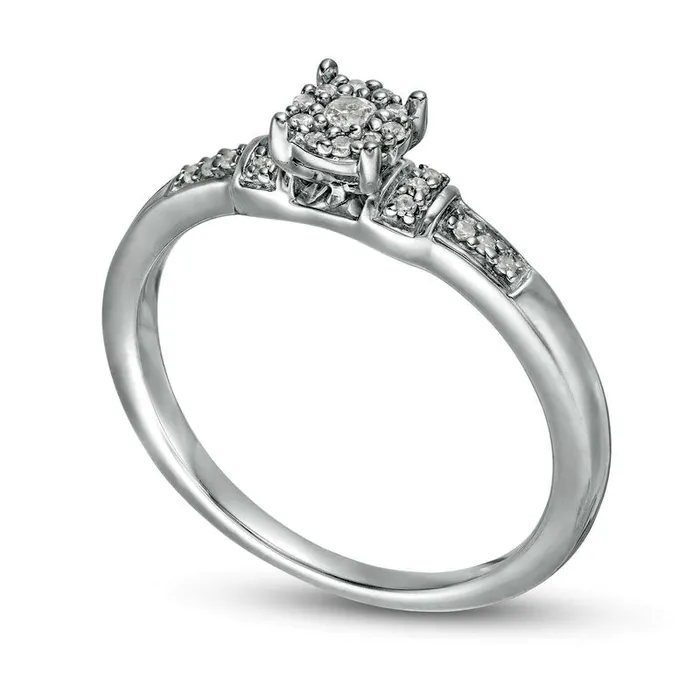 Goldia Rings 010 CT TW Composite Natural Diamond Collar Promise Ring in Solid 10K White Gold Goldia Rings 010 CT TW Composite Natural Diamond Collar Promise Ring in Solid 10K White Gold