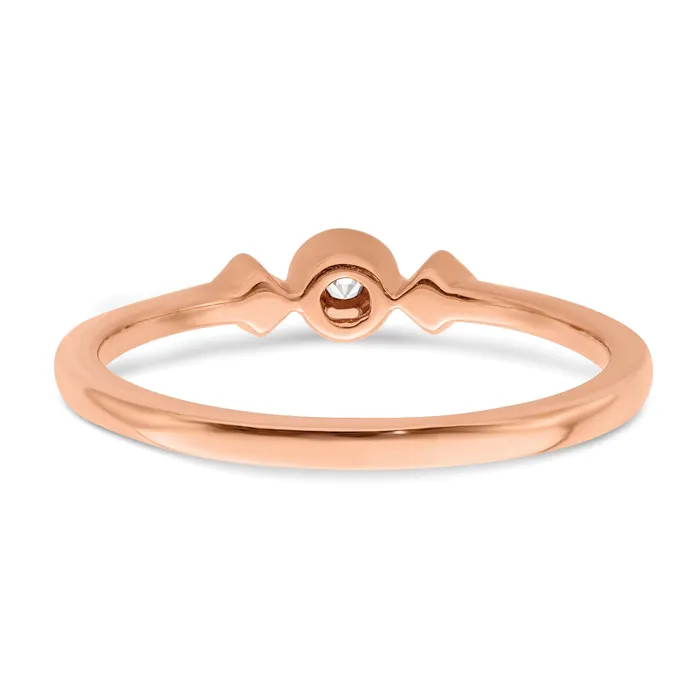 Goldia Rings 010ct CZ Solid Real 14k Rose Polish Petite Beaded Edge Cushion Complete Dia Ring