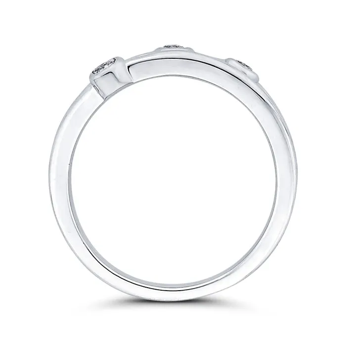 Goldia Rings 013 CT TW Natural Diamond Three Stone Triple Row Ring in Solid 10K White Gold Goldia Rings 013 CT TW Natural Diamond Three Stone Triple Row Ring in Solid 10K White Gold