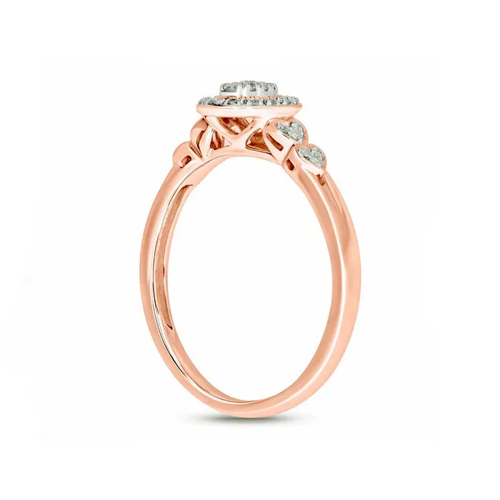 Goldia Rings 017 CT TW Composite Natural Diamond OvalShaped Frame Double Heart Sides Promise Ring in Solid 10K Rose Gold Goldia Rings 017 CT TW Composite Natural Diamond OvalShaped Frame Double Heart Sides Promise Ring in Solid 10K Rose Gold