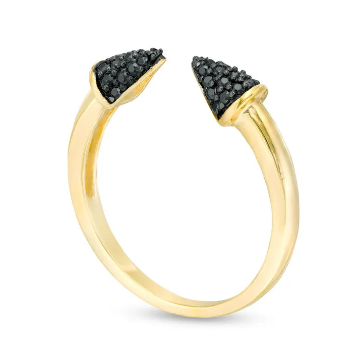 Goldia Rings 020 CT TW Enhanced Black Natural Diamond Spike Open Shank Ring in Solid 10K Yellow Gold Goldia Rings 020 CT TW Enhanced Black Natural Diamond Spike Open Shank Ring in Solid 10K Yellow Gold