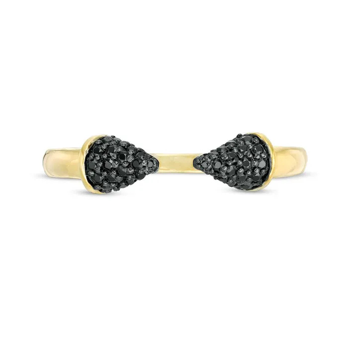 Goldia Rings 020 CT TW Enhanced Black Natural Diamond Spike Open Shank Ring in Solid 10K Yellow Gold Goldia Rings 020 CT TW Enhanced Black Natural Diamond Spike Open Shank Ring in Solid 10K Yellow Gold