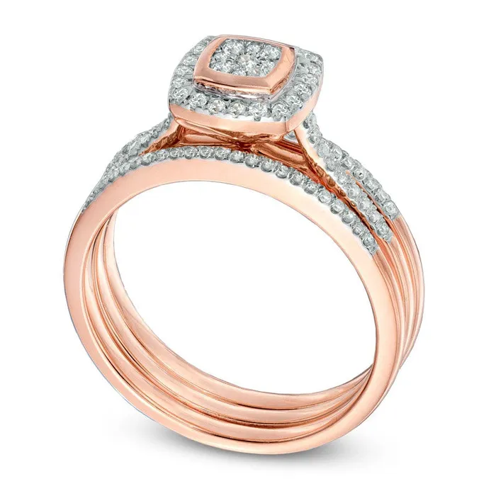 Goldia Rings 033 CT TW Natural Diamond Square Composite Frame Bridal Engagement Ring Set in Solid 10K Rose Gold Goldia Rings 033 CT TW Natural Diamond Square Composite Frame Bridal Engagement Ring Set in Solid 10K Rose Gold