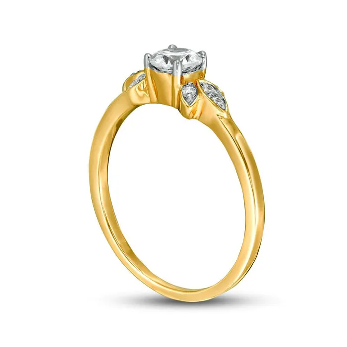 Goldia Rings 038 CT TW Natural Diamond Petal TriSides Engagement Ring in Solid 10K Yellow Gold Goldia Rings 038 CT TW Natural Diamond Petal TriSides Engagement Ring in Solid 10K Yellow Gold