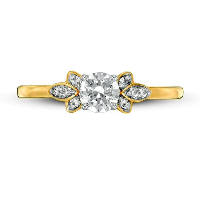 Goldia Rings 038 CT TW Natural Diamond Petal TriSides Engagement Ring in Solid 10K Yellow Gold Goldia Rings 038 CT TW Natural Diamond Petal TriSides Engagement Ring in Solid 10K Yellow Gold